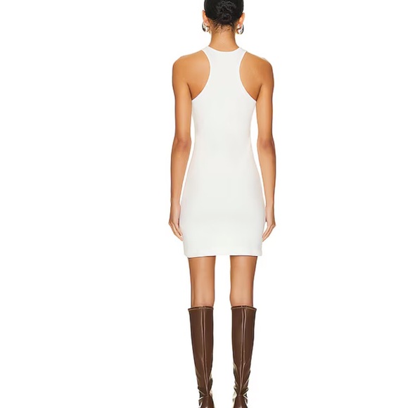 Helsa Heavy Rib Double Halter Dress in White - Picture 4 of 14